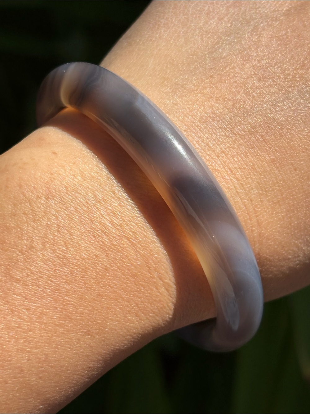 63mm Inner Diameter Matt Gray Banded Agate Bangle 2729 - Picture 7 of 7